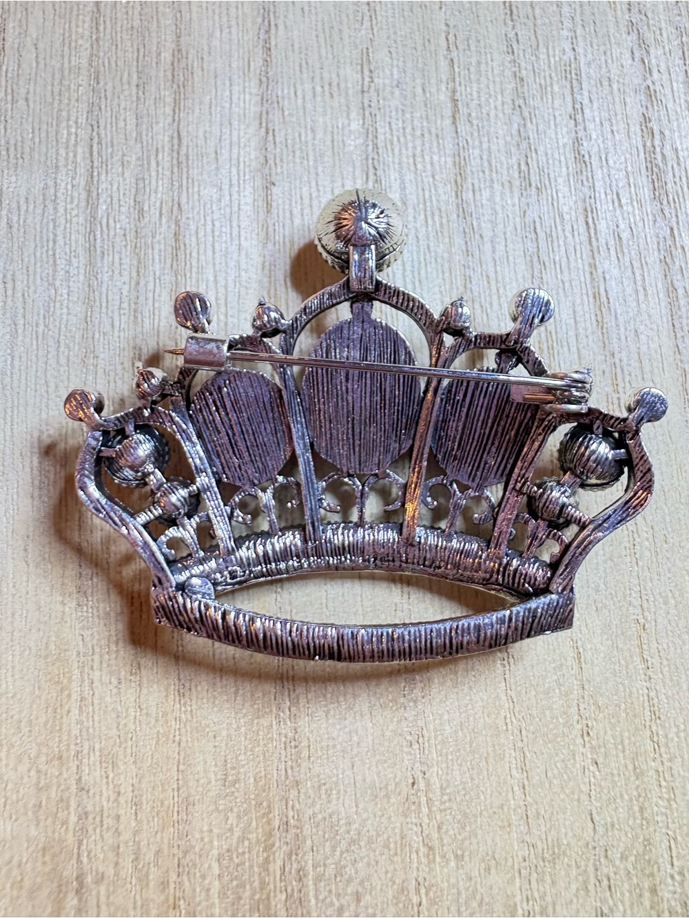 Purple Rhinestone Crown Brooch - Picture 2 of 6